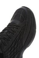Men's Black Lace-Up Thick-Sole Fabric Sneakers | Derimod
