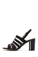 Women's Black Ankle Buckle Thick Heel Sandals | Derimod