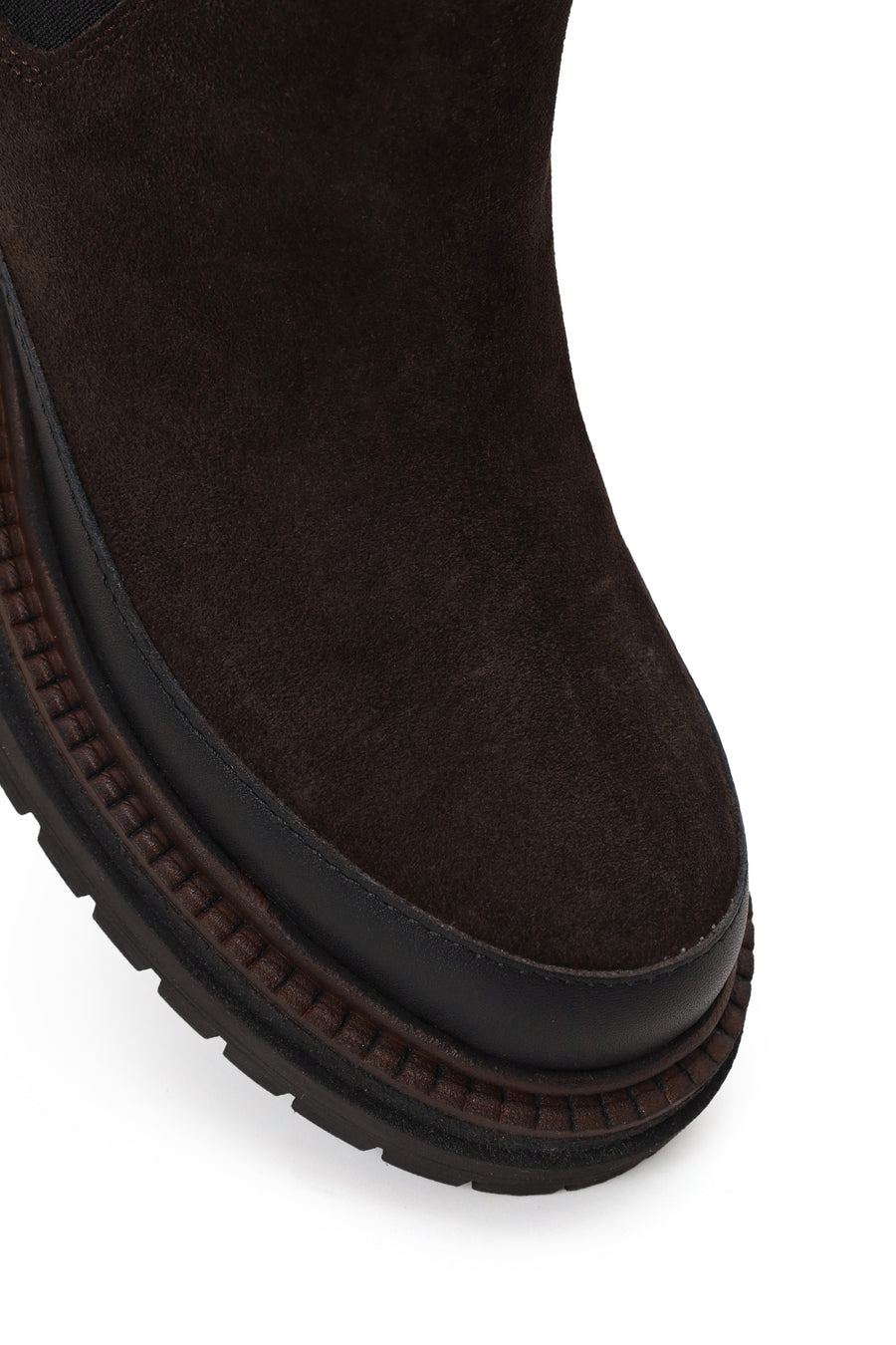 Woman Anthracite Thick-Soled Suede Chelsea Boots