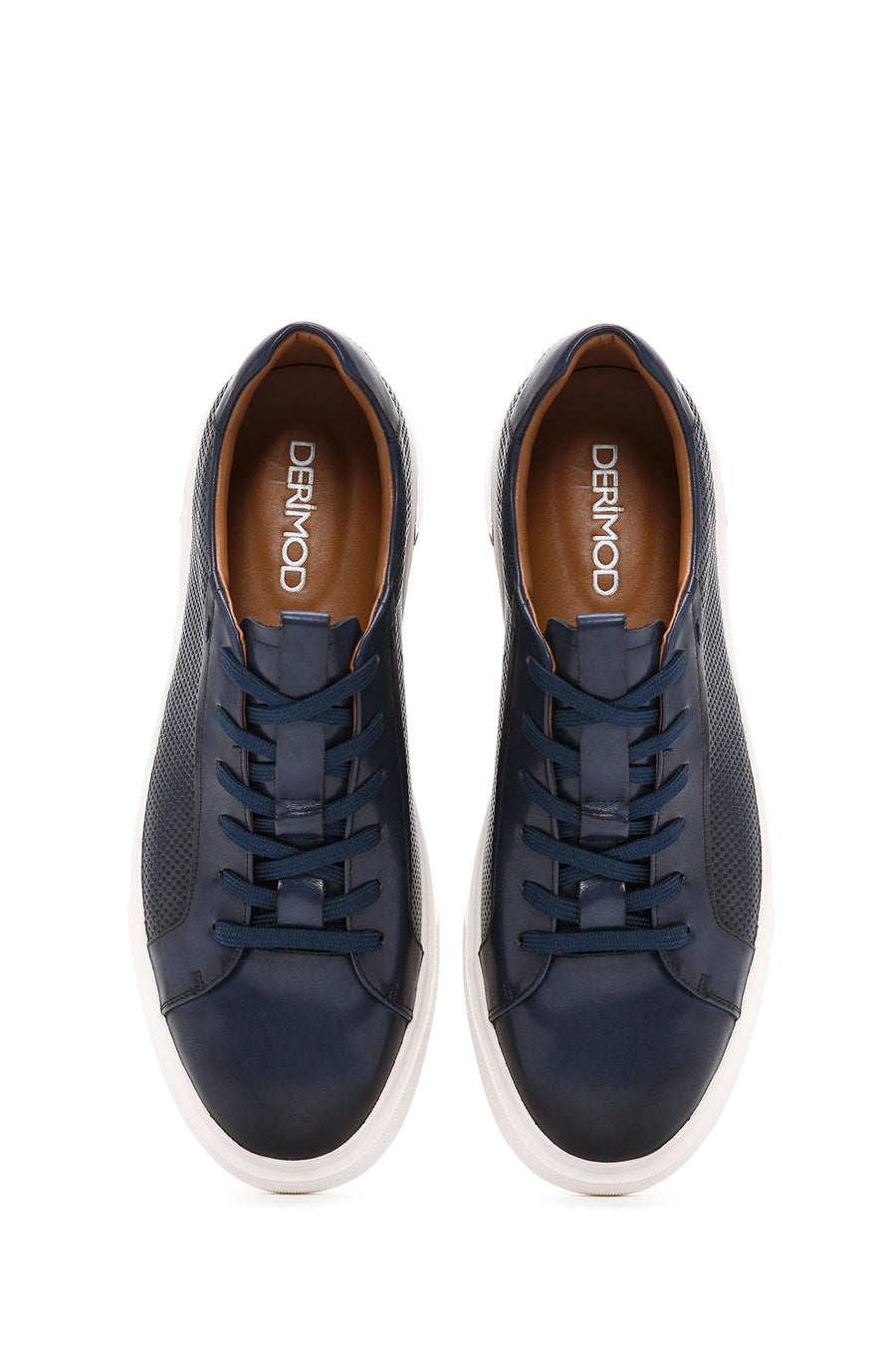 Men's Navy Blue Lace-Up Leather Sneaker