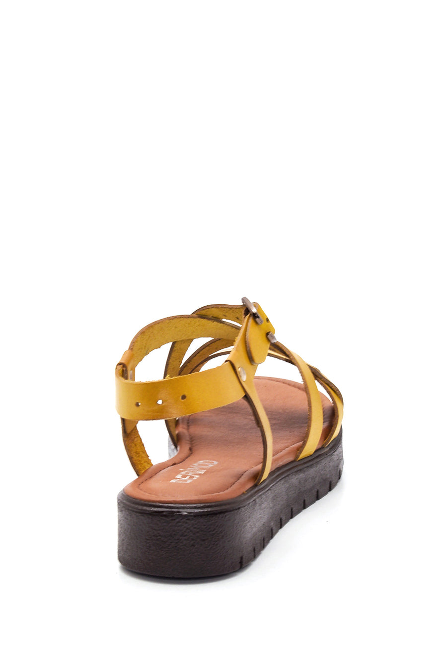 Women's Yellow Leather Flat Bodrum Sandals