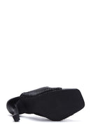 Women's Black Patterned Heeled Slippers | Derimod