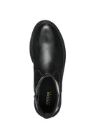 Geox Women's Black Serilda Zippered Leather Boots | Derimod