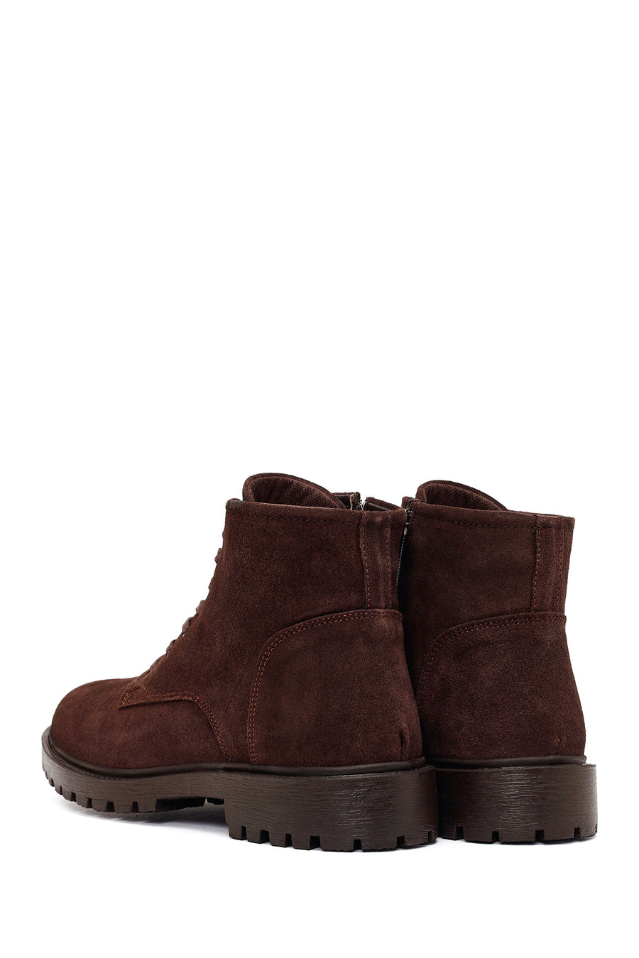 Male Brown Zip Closure Suede Boots