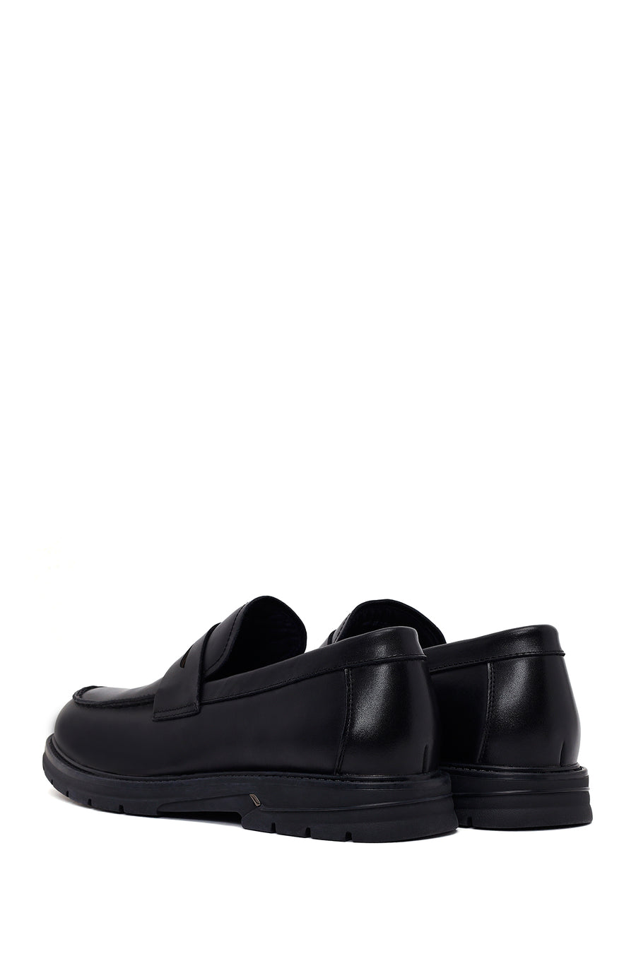 Male Black Thick-Soled Leather Loafer
