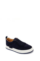 Male Navy Lace-up Thick-soled Suede Leather Sneaker | Derimod