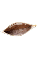 Woman Beige Long Chain Strap Patterned Clutch Bag | Derimod