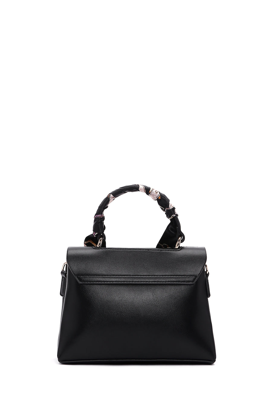 Woman Black Long-Handled Shoulder Bag with Accessory