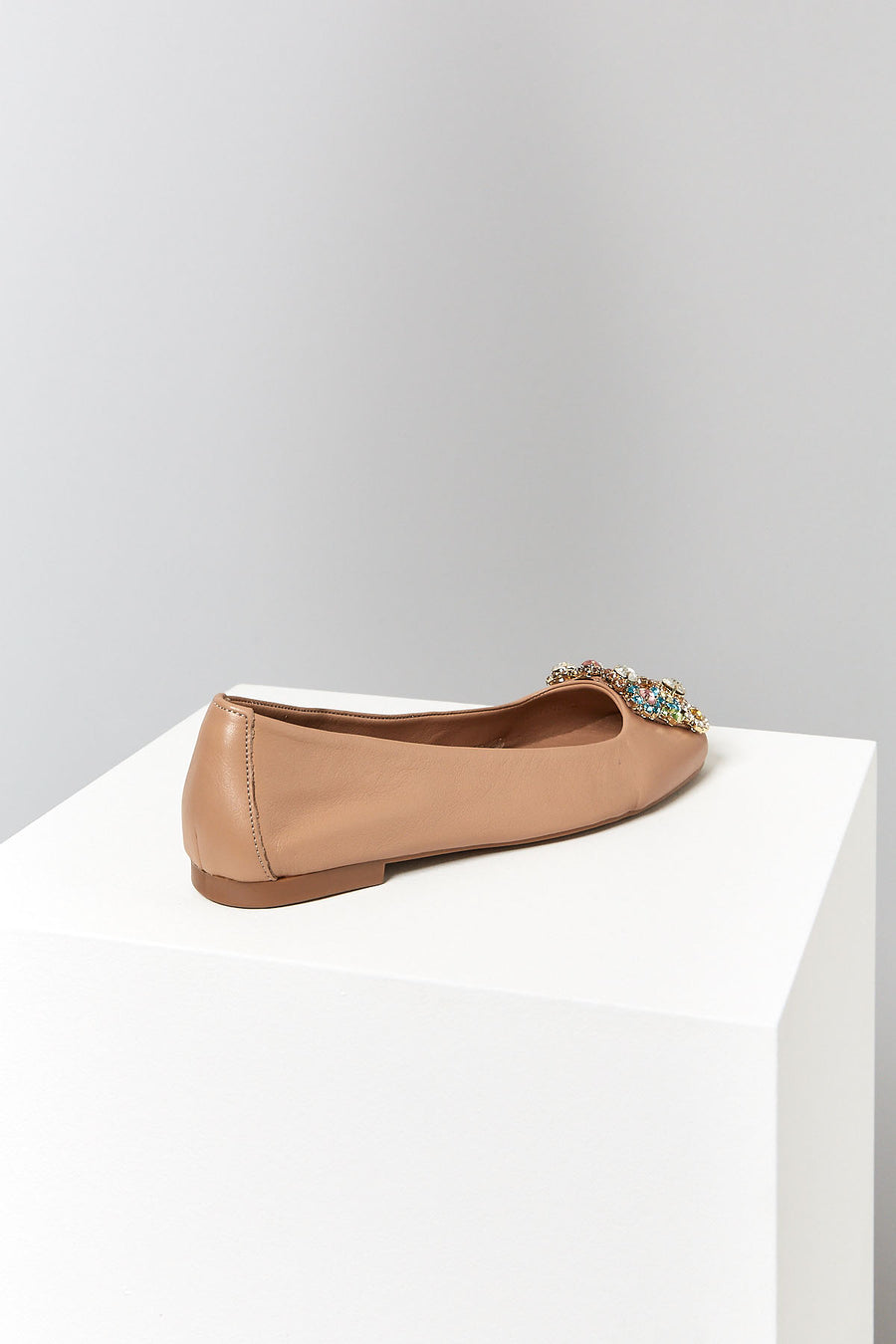 Stone Beige Women's Leather Ballerinas