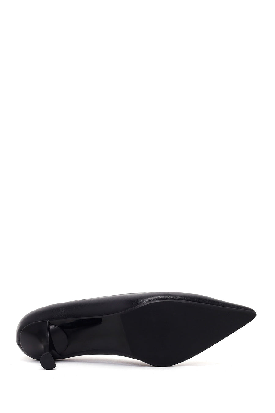Woman Black Thin-Heeled Leather Stiletto