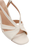 Women's Cream Ankle Buckle Thick Heel Sandals | Derimod