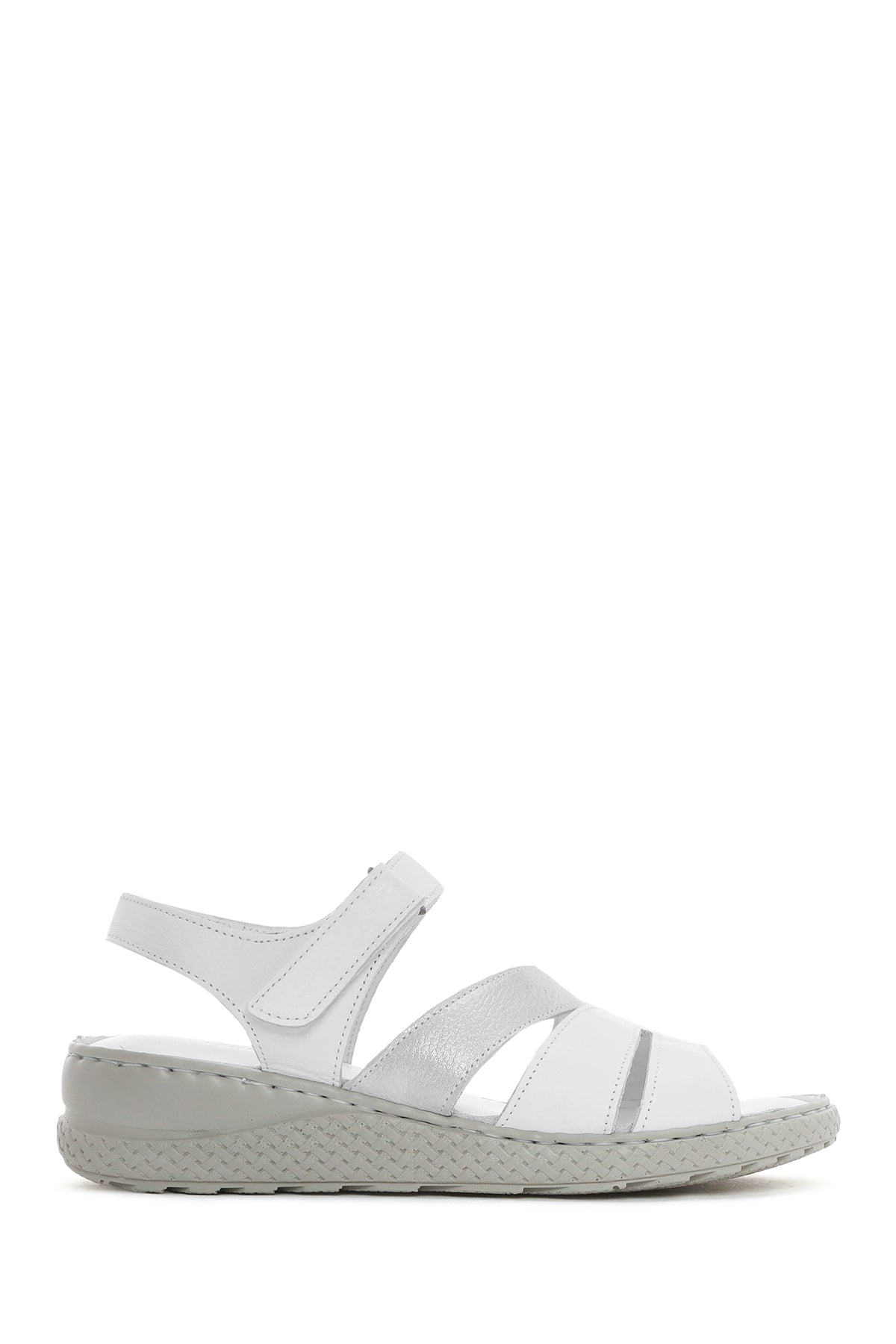 Kadın Beyaz Bantlı Deri Comfort Sandalet 25SFD321814 | Derimod