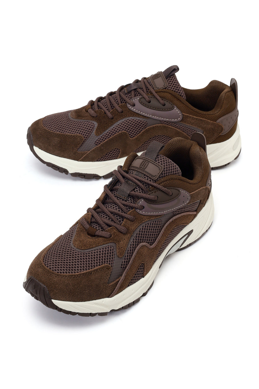Male Brown Lace-Up Thick-Soled Leather Sneaker