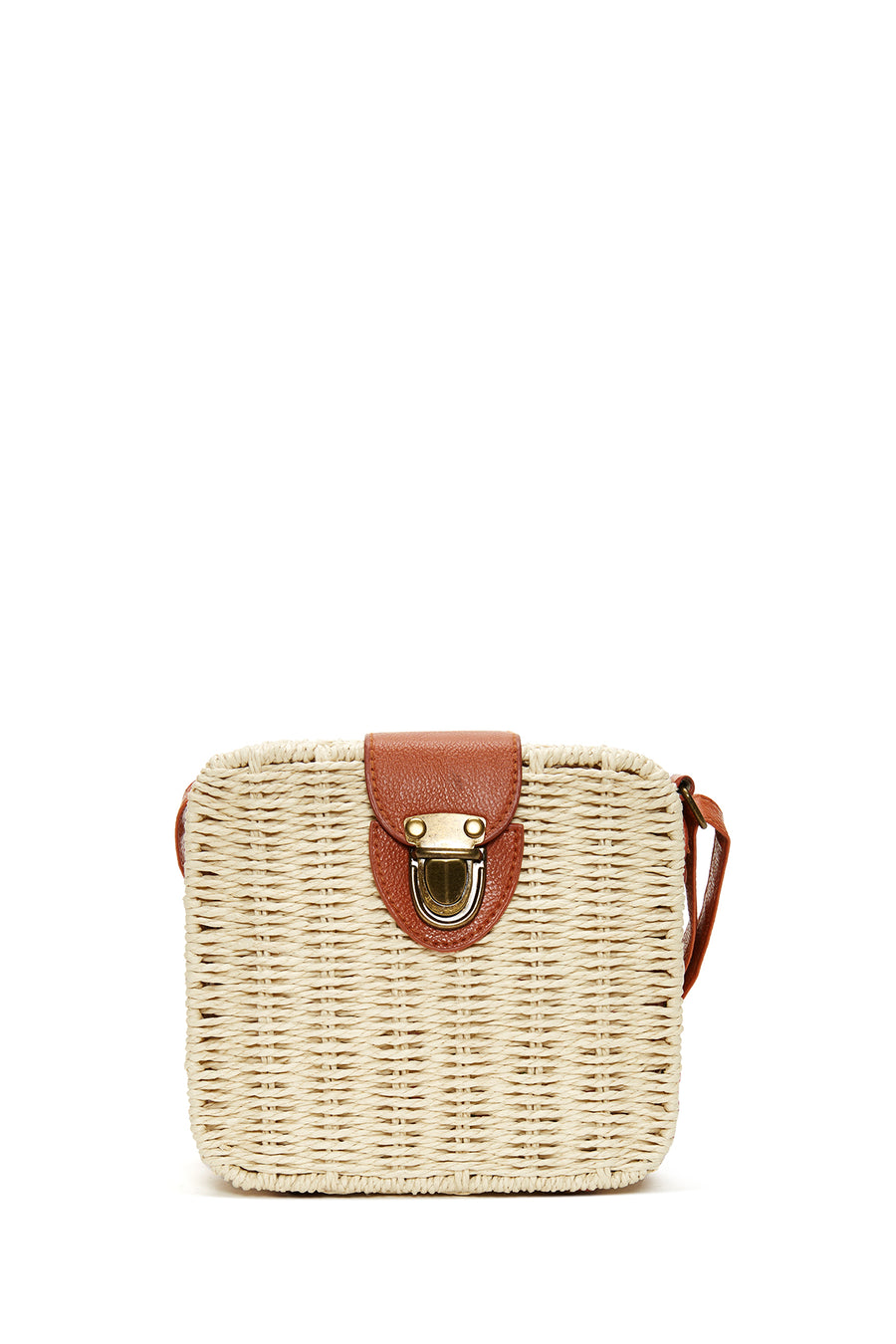 Women's Cream Long Strap Straw Crossbody Bag