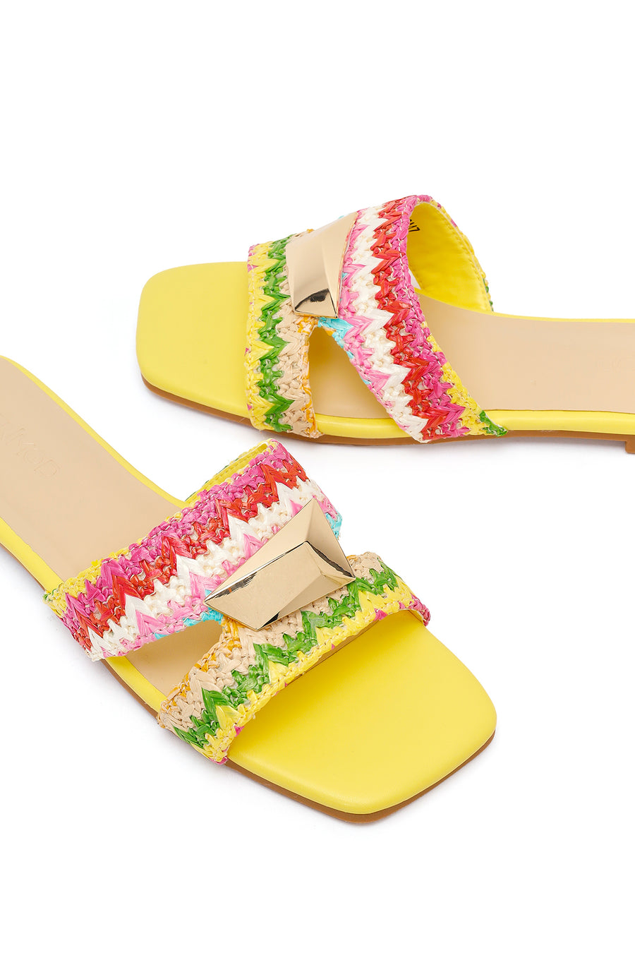 Women's Yellow Straw Slippers
