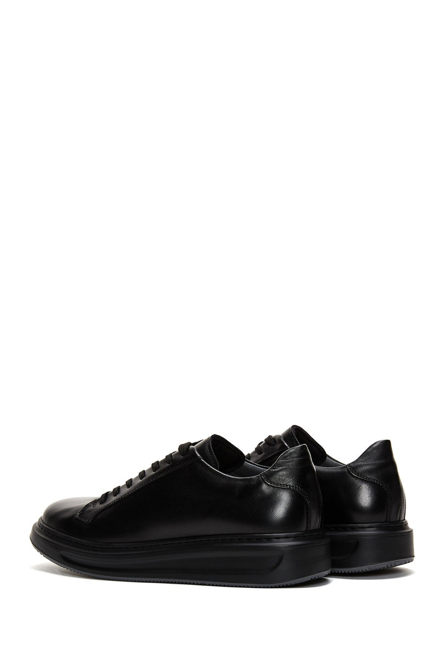 Men's Black Lace-up Leather Sneaker