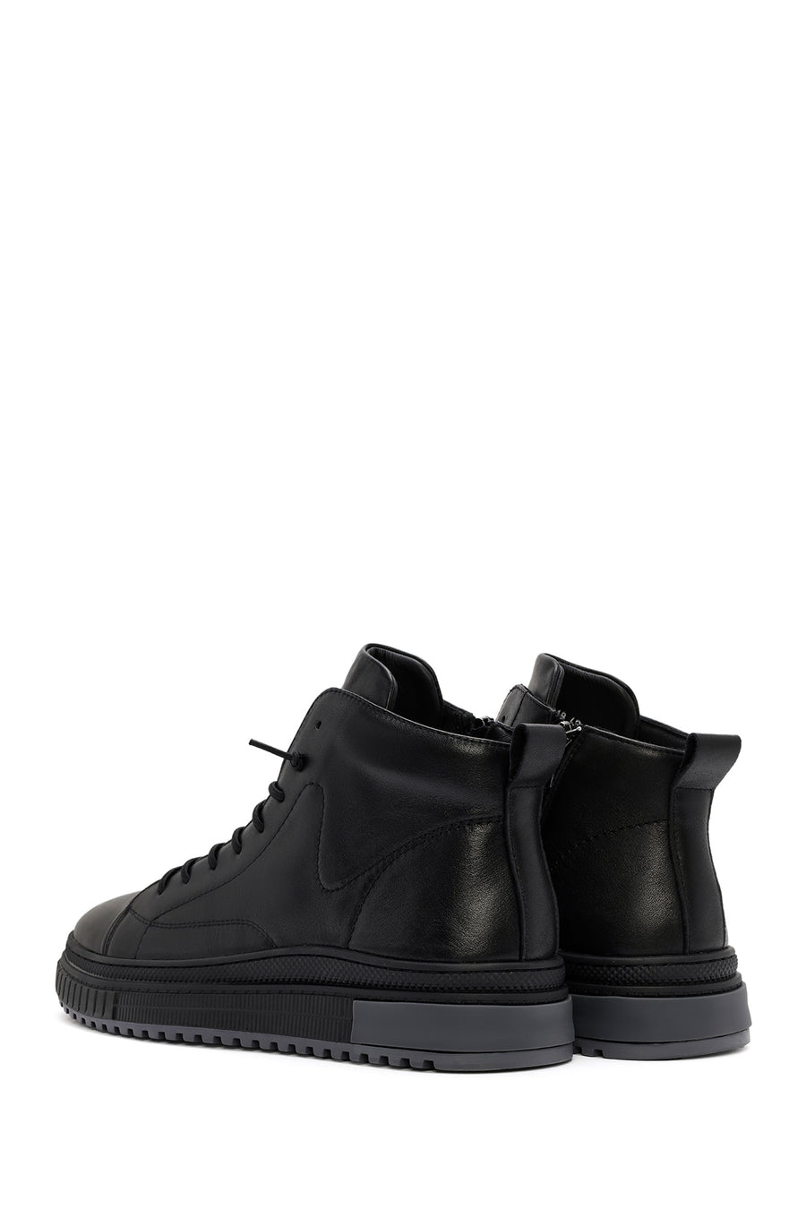 Men's Black Zippered Leather Sports Boots