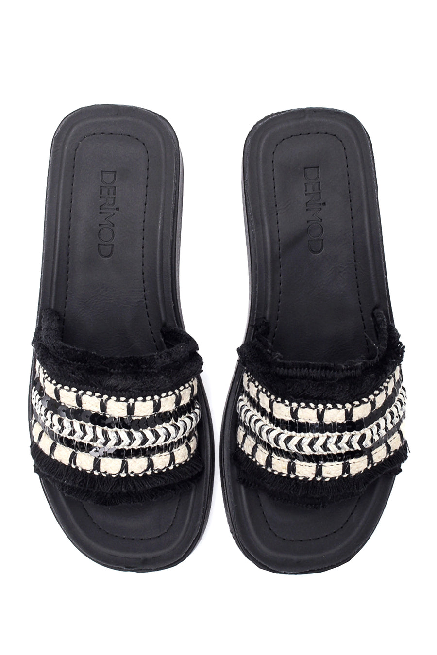 Women's Black Thick Soled Slippers