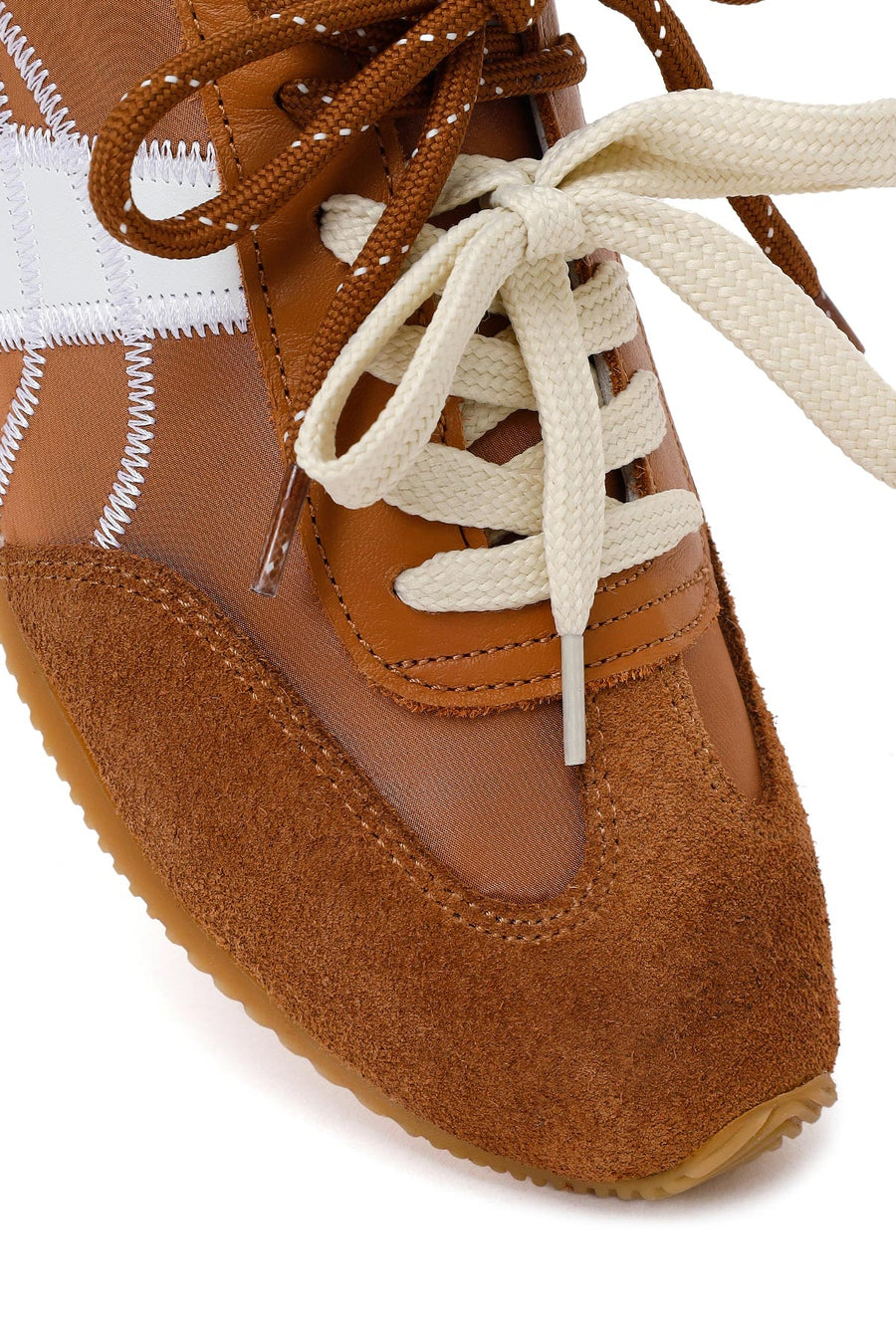 Kadın Taba Bağcıklı Deri Sneaker