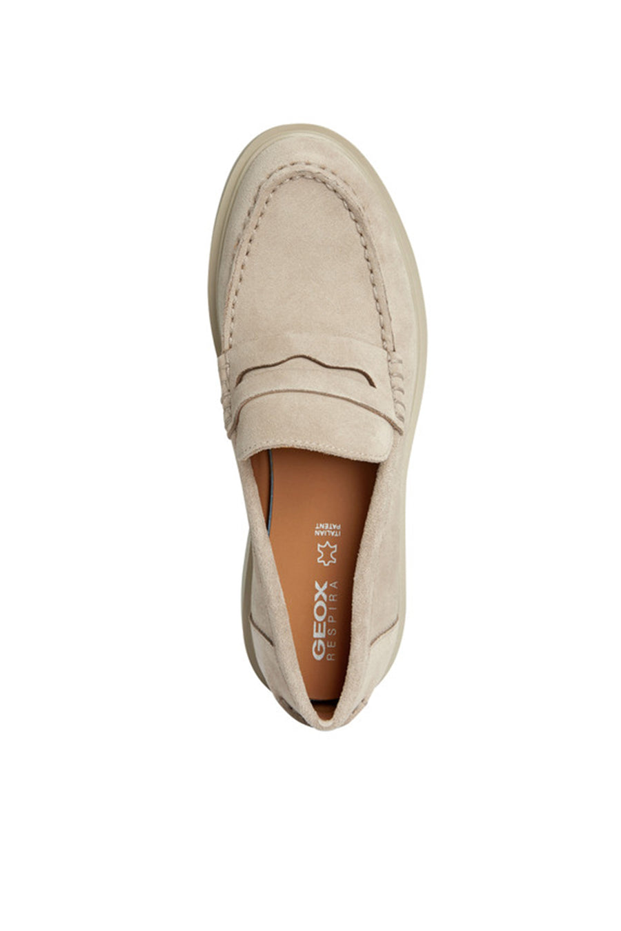 Geox Women Beige D Spherica Ec1 Suede Leather Masculine Loafer