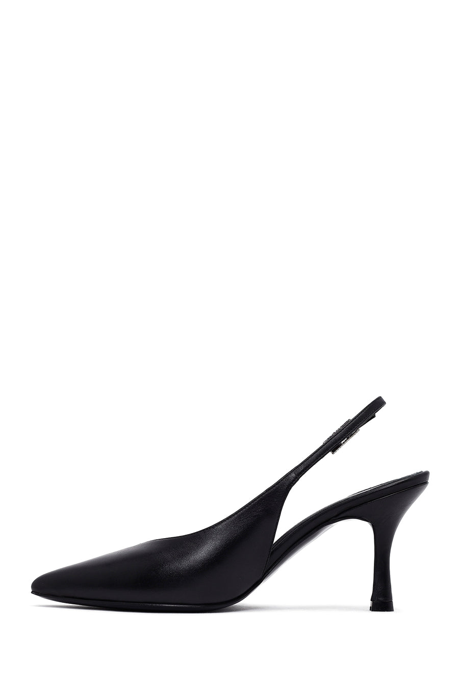 Woman Black Slingback Stiletto Heel Leather Shoe