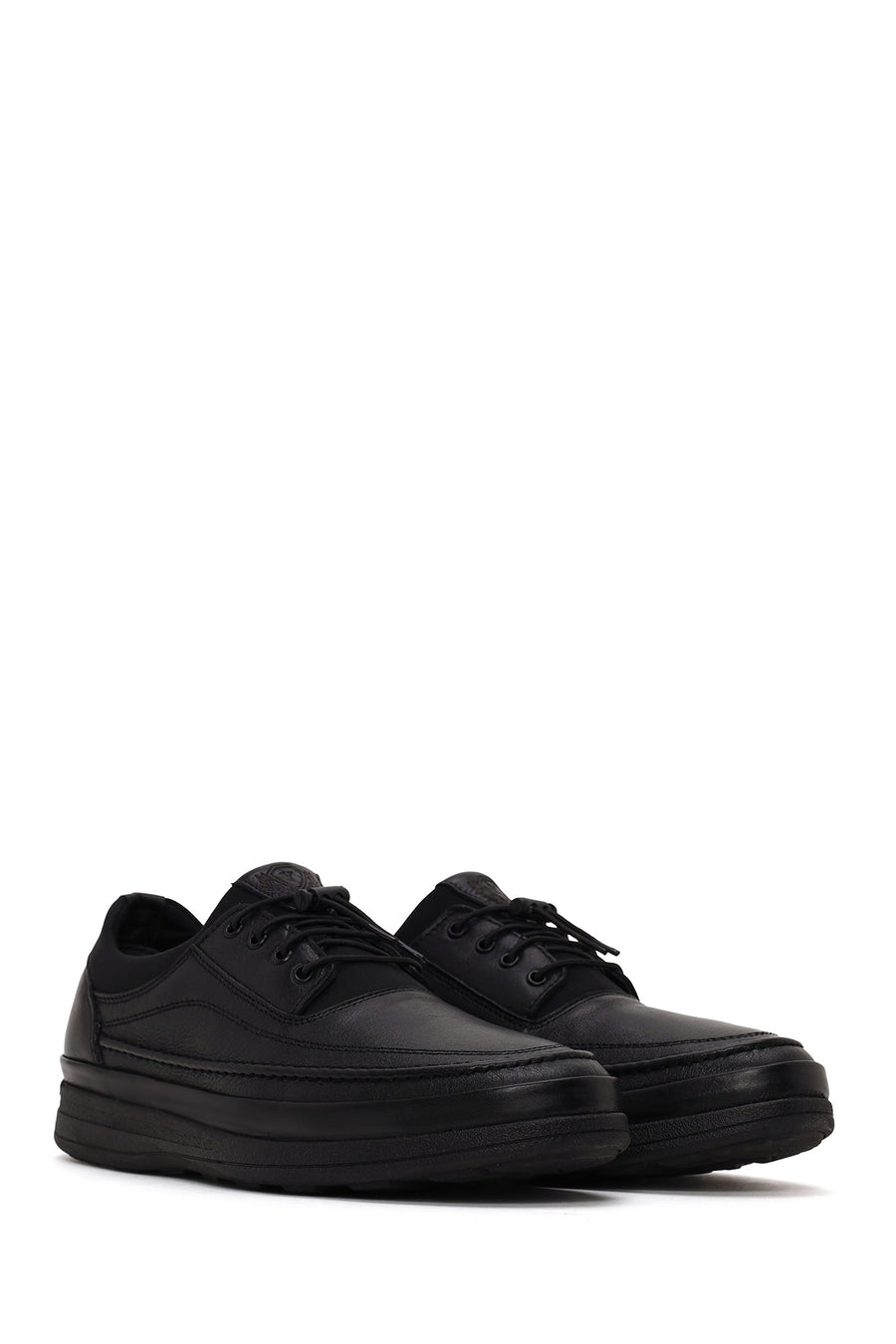 Male Black Lace-Up Leather Casual Shoes