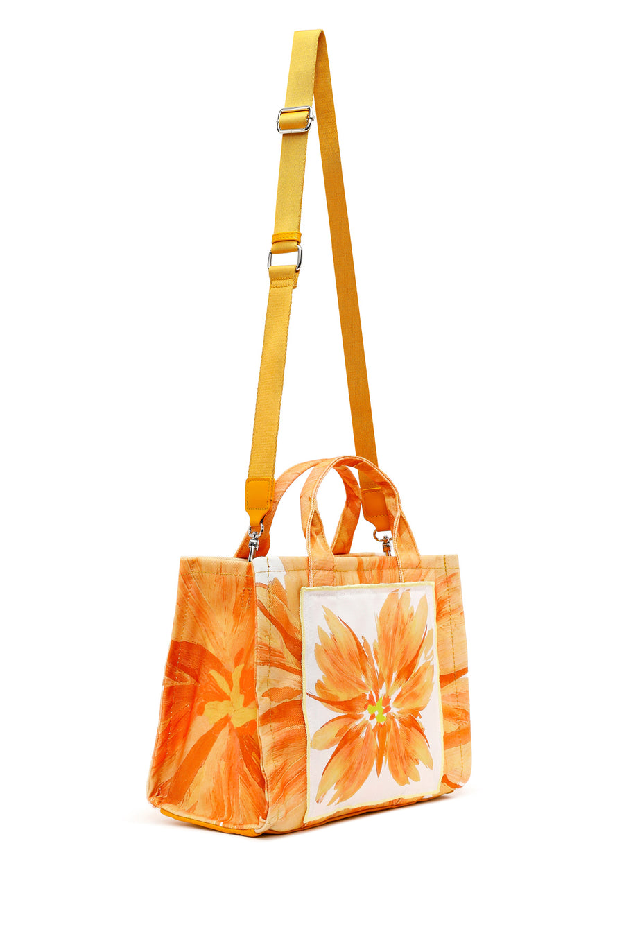 Woman Yellow Long Strap Printed Shoulder Bag