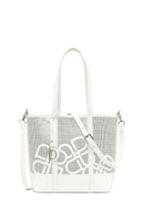 Woman White Long-Strap Printed Shoulder Bag | Derimod
