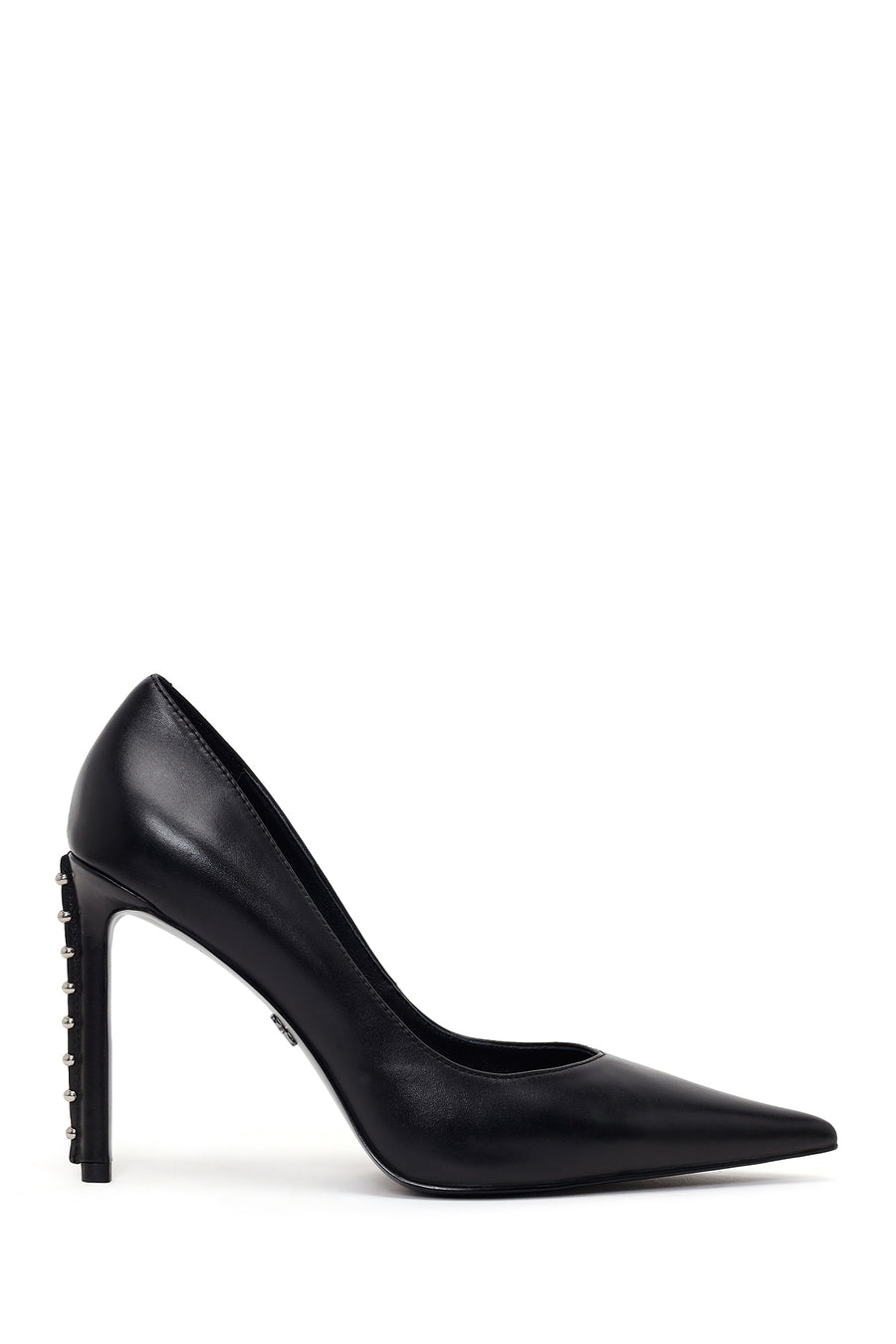 Kadın Siyah Taşlı Yüksek İnce Topuklu Deri Stiletto AF530020DV | Derimod