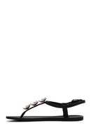 Women's Black Stone Flip Flops Sandals | Derimod