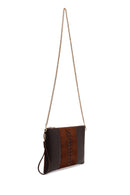 Woman Brown Chain Strap Braided Clutch Bag | Derimod