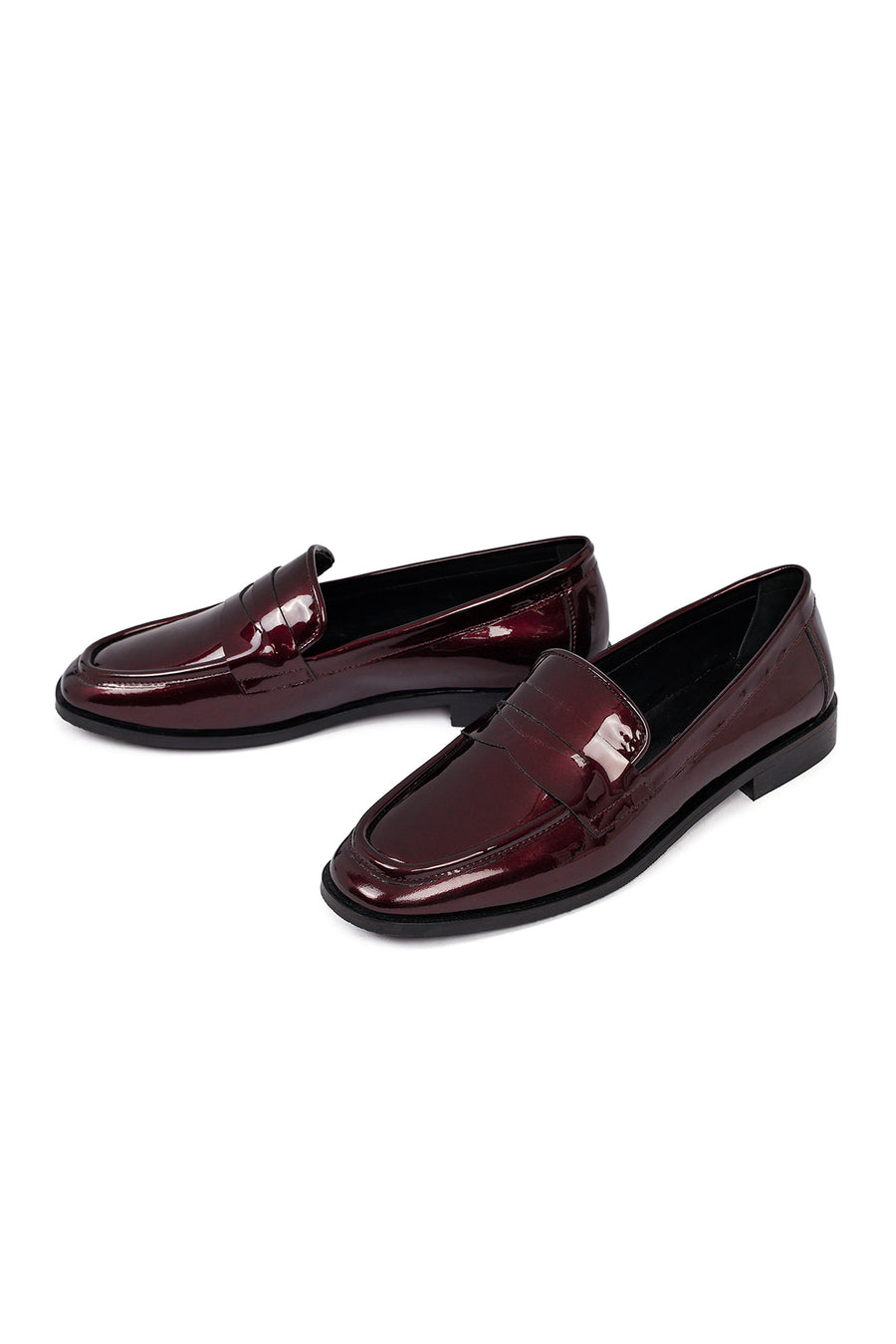 Kadın Bordo Deri Klasik Loafer