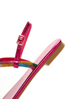Women's Multicolored Ankle Strap Flip Flop Sandals with Stones | Derimod