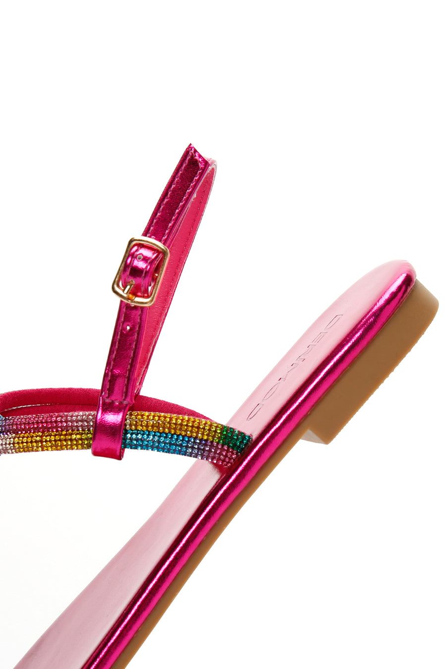 Women's Multicolored Ankle Strap Flip Flop Sandals with Stones