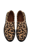 Women's Leopard Leather Masculine Loafer | Derimod