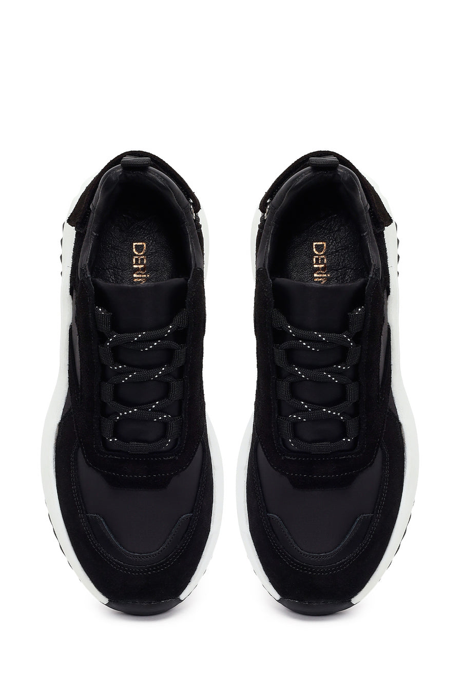 Kadın Siyah Bağcıklı Kalın Tabanlı Deri Sneaker