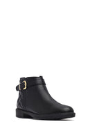 Woman Black Zip Closure Buckled Boots | Derimod