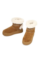 Women's Tan Chunky-Soled Suede Teddy Boots | Derimod