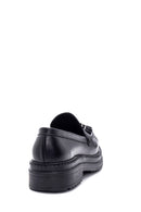 Women's Black Leather Tassel Loafer | Derimod