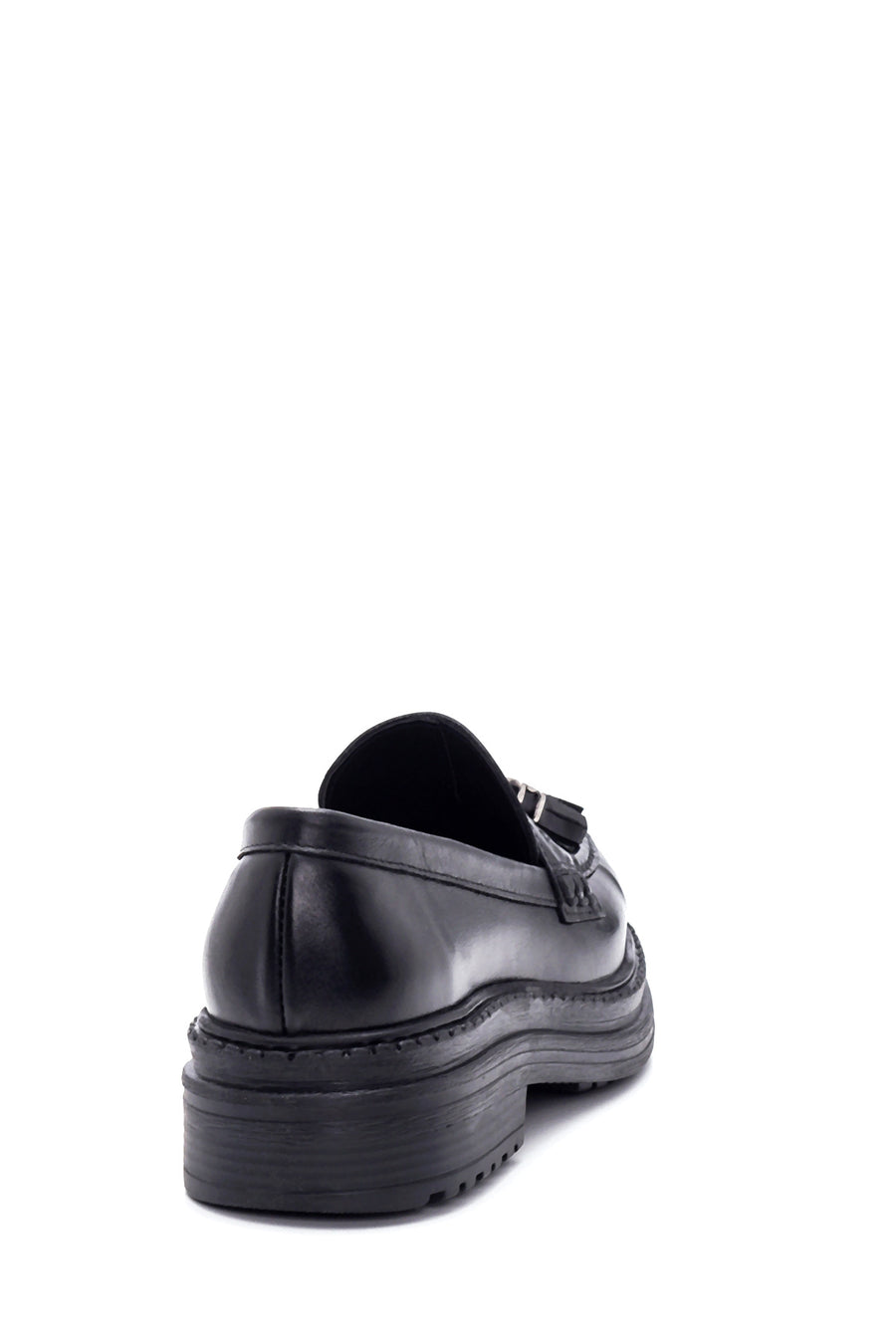 Women's Black Leather Tassel Loafer