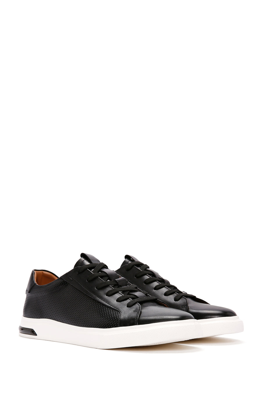Men's Black Lace-up Leather Sneaker