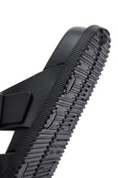 Men's Black Double Buckle Slippers | Derimod