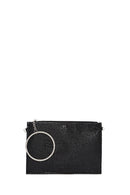 Women's Black Stone Long Chain Strap Evening Clutch Bag | Derimod