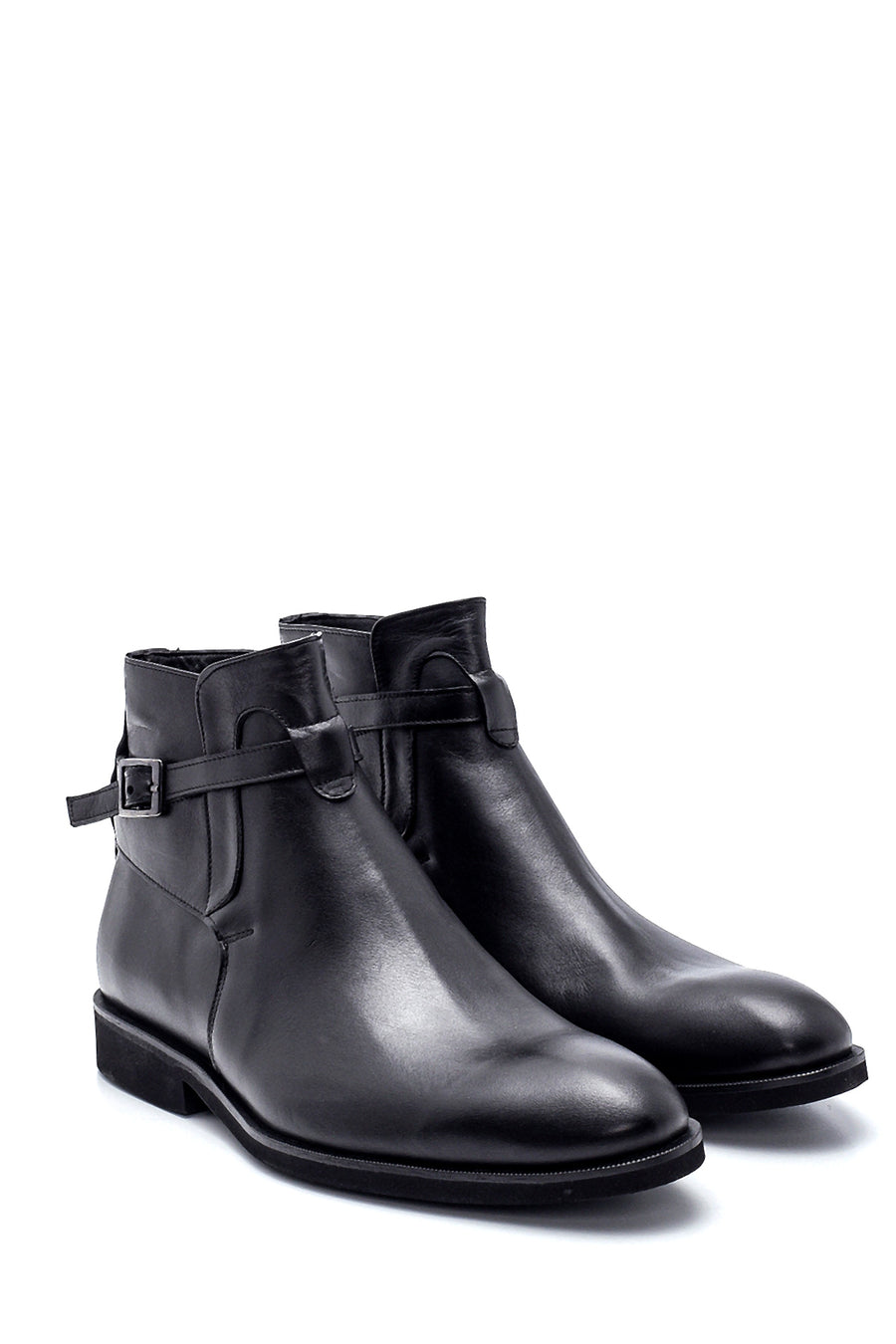 Men's Leather Buckle Detailed Casual Boots