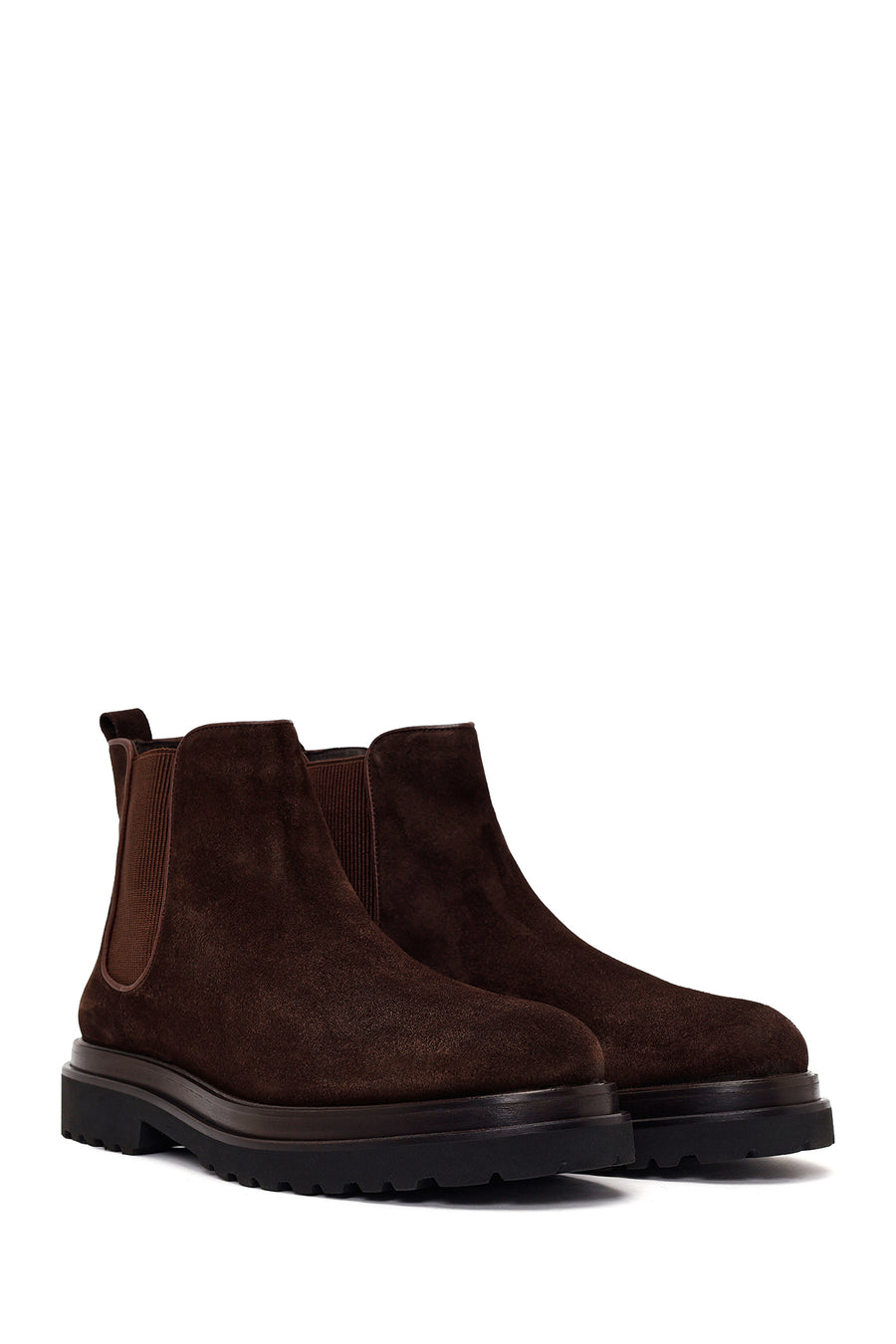 Derimod Black Male Brown Suede Chelsea Boots