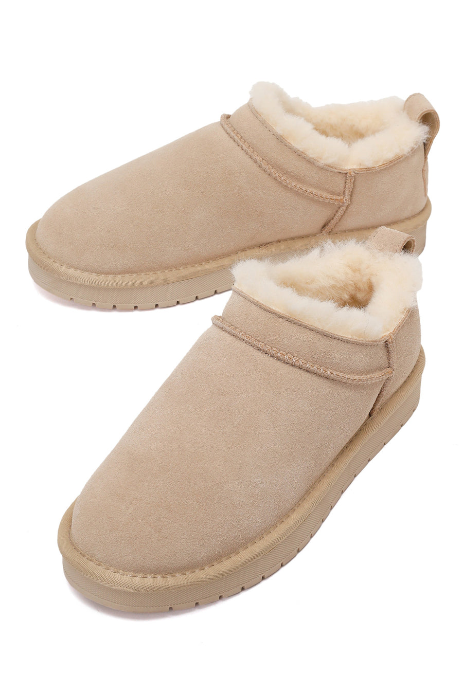 Woman Beige Suede Teddy Boots