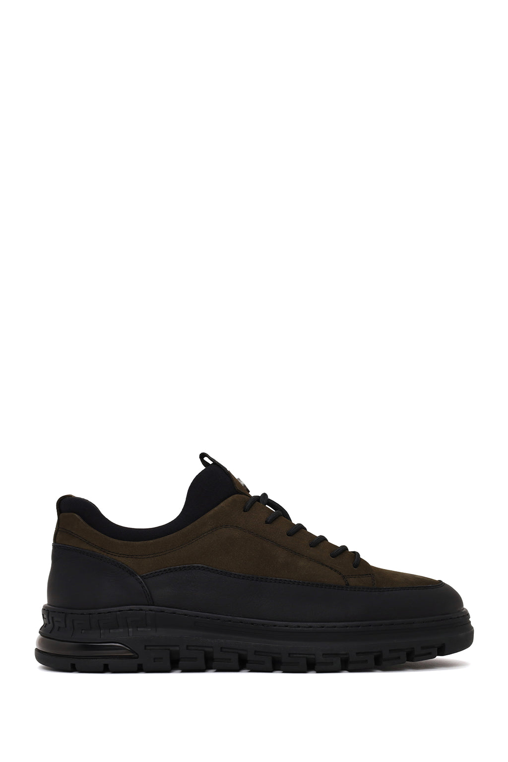 Erkek Haki Bağcıklı Nubuk Deri Sneaker