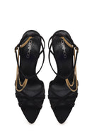 Woman Black Ankle-Strap Buckled High Thin-Heel Sandal | Derimod