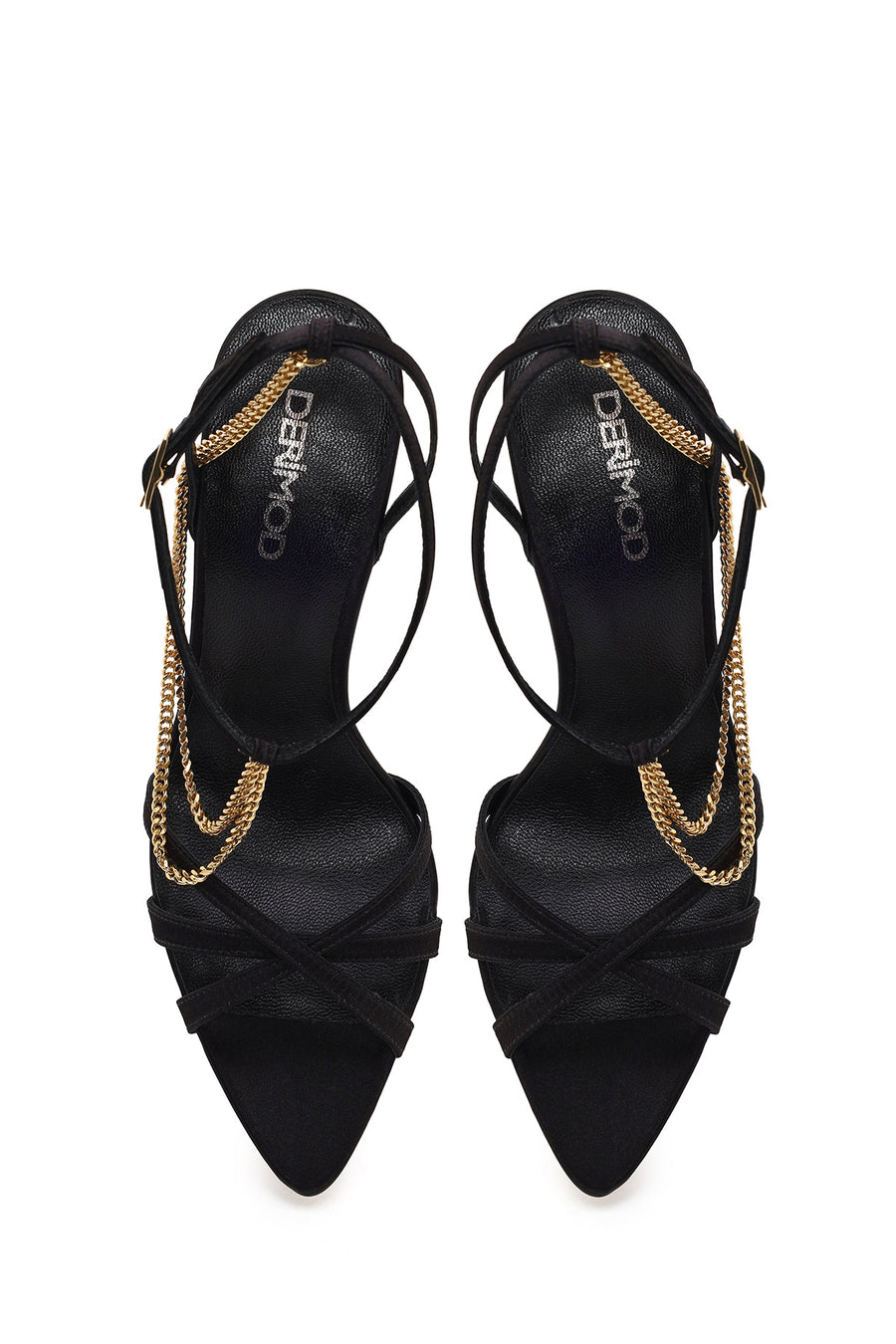 Woman Black Ankle-Strap Buckled High Thin-Heel Sandal
