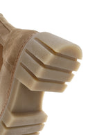 Women's Beige Thick Soled Casual Chelsea Suede Leather Boots | Derimod